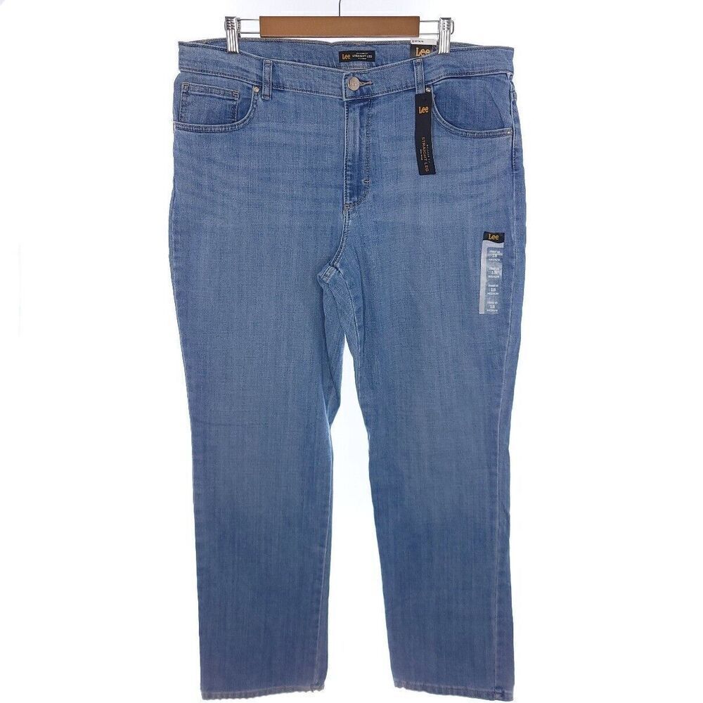 Lee Mid Rise Straight Leg Relaxed Fit Womens 18 Medium Blue Jeans